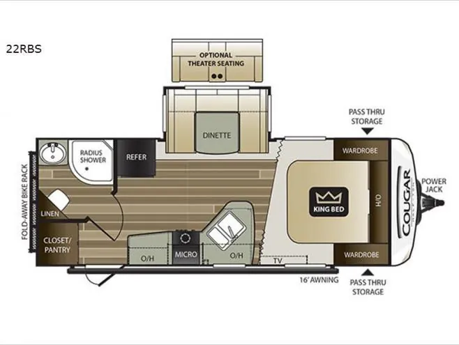 2018 Keystone Cougar Half-Ton 22RBS - Floor plan
