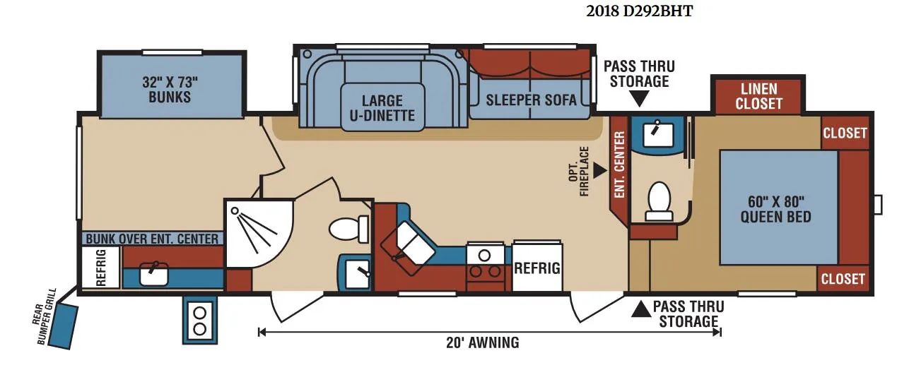 K-Z Durango Sport D292BHT floor plan