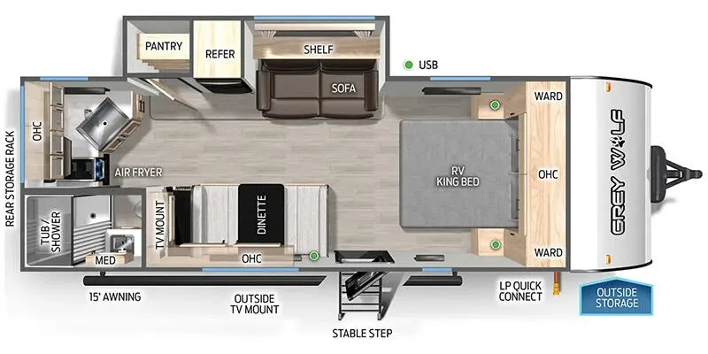 2025 Forest River Cherokee Grey Wolf 22CE - Floor plan