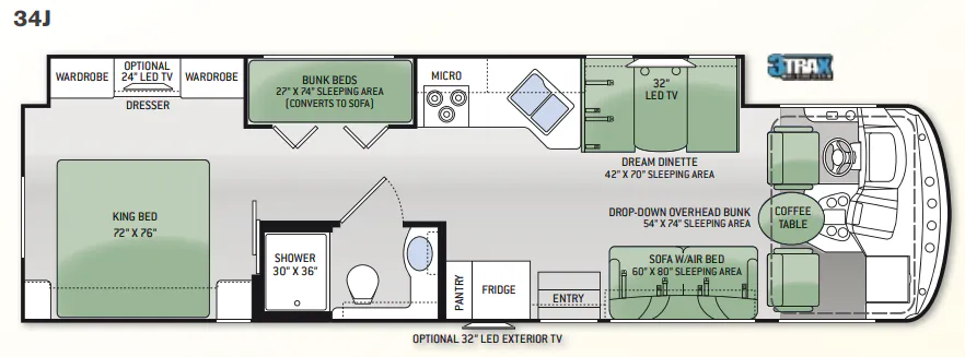 Thor Motor Coach Hurricane 34J floor plan