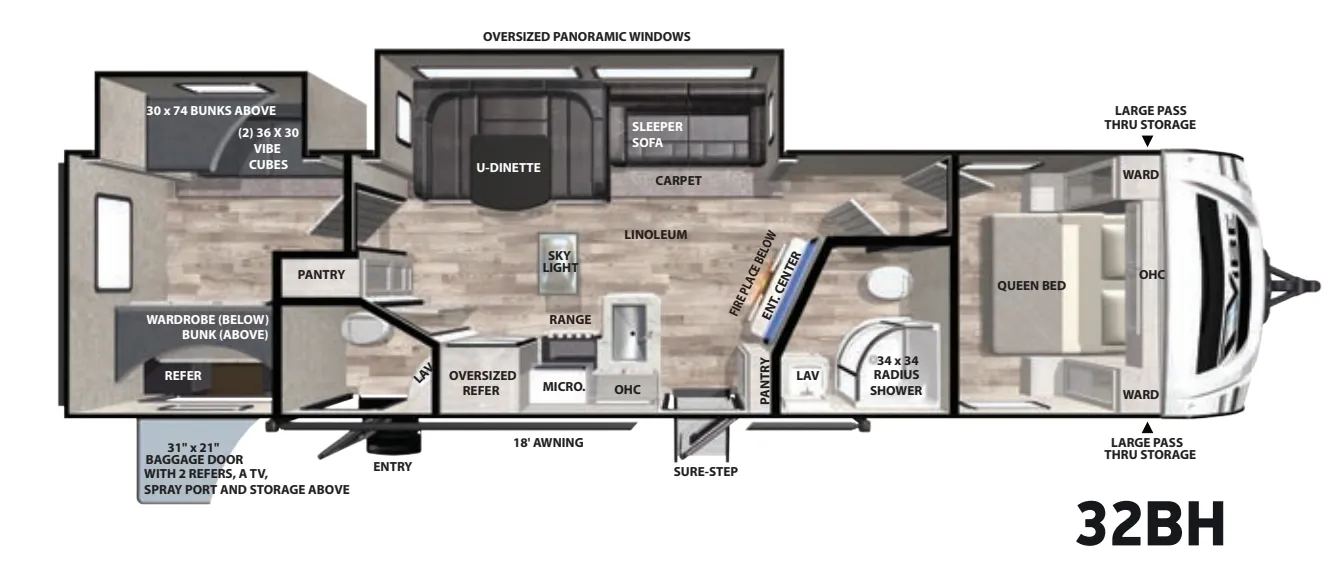 Forest River Vibe 32BH floor plan