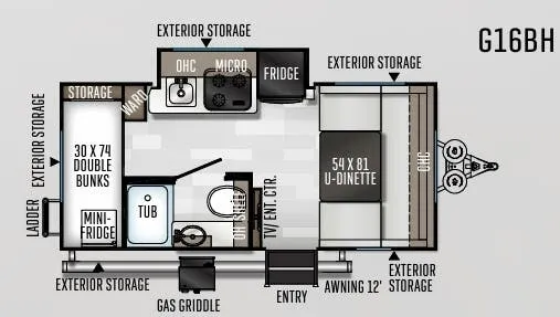 Forest River Rockwood Geo Pro G16BH floor plan