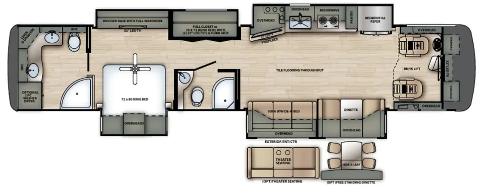 Forest River Berkshire XLT 45CA floor plan