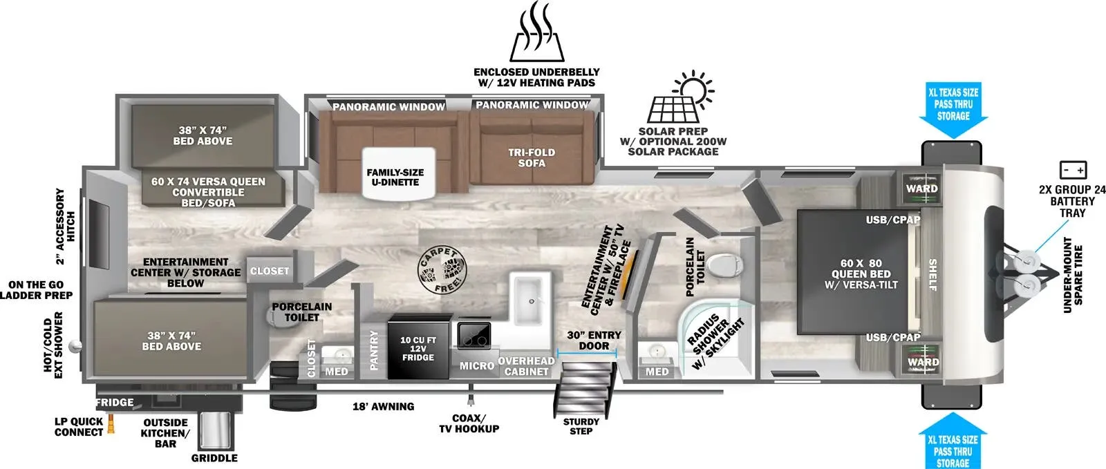 Forest River Wildwood Heritage Glen 314BUD floor plan