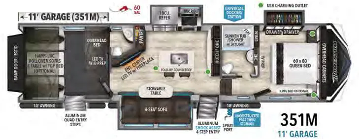 Grand Design Momentum M-Class 351M floor plan