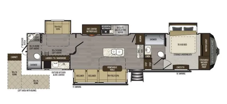 Keystone Alpine Avalanche Edition 395BH floor plan