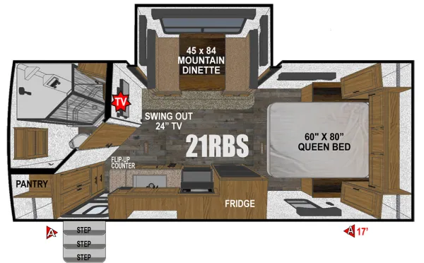 2026 Outdoors RV Creek Side Mountain Series 21RBS floor plan