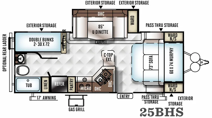 Forest River Flagstaff Micro Lite 25BHS floor plan
