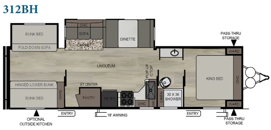 East to West Della Terra 312BH floor plan