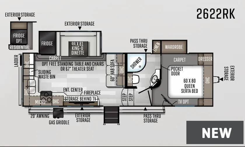 Forest River Rockwood Ultra Lite 2622RK floor plan
