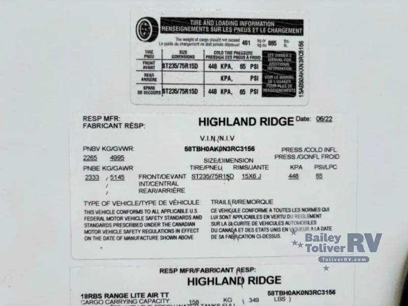 2022 Highland Ridge Range Lite Air 18RBS - Photo 4