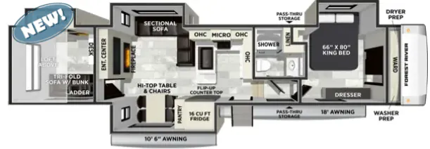 Forest River Wildcat 38DEN floor plan