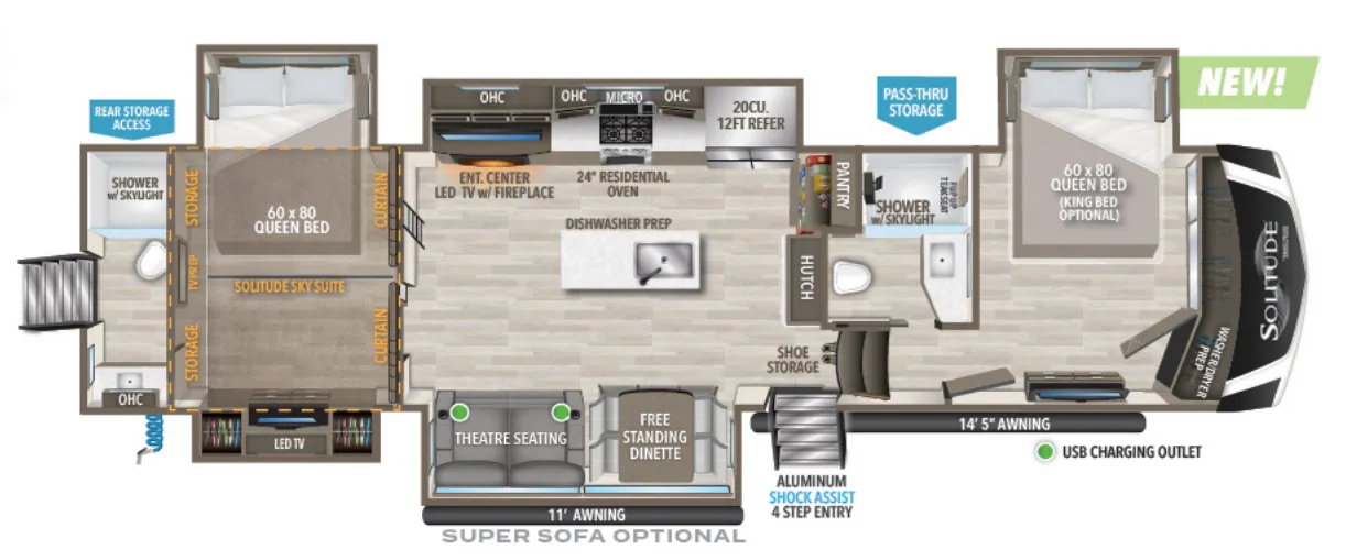Grand Design Solitude 391DL floor plan