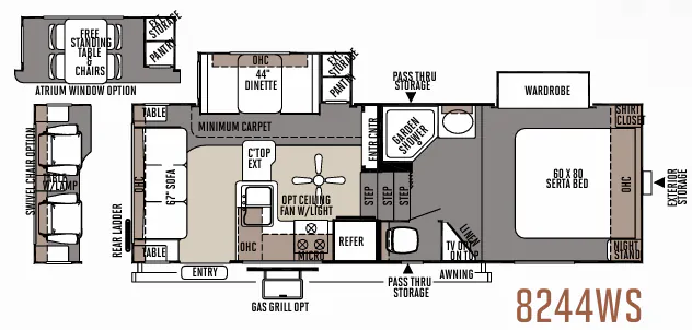 Forest River Rockwood Signature Ultra Lite 8244WS floor plan