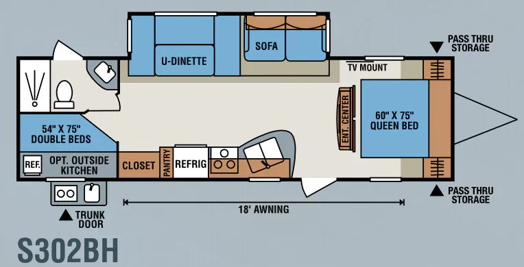 K-Z Sportsmen S302BH floor plan