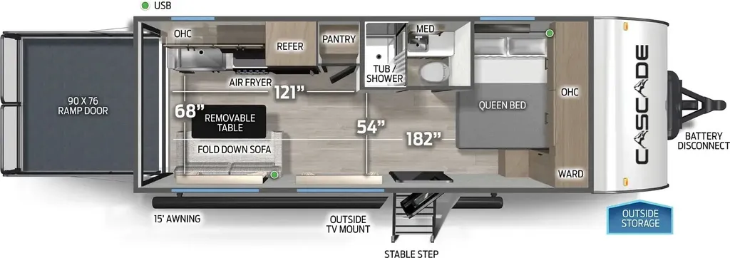2027 Forest River CHEROKEE CASCADE 18RRBL floor plan