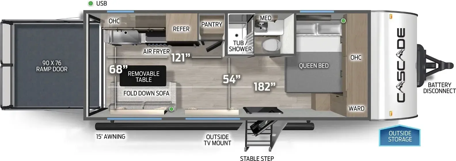 2027 Forest River CHEROKEE CASCADE 18RRBL - Floor plan