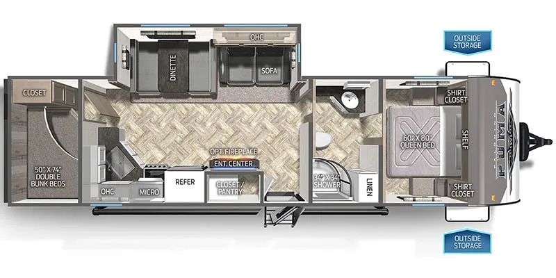 2023 Palomino Puma 28BHFQ - Floor plan