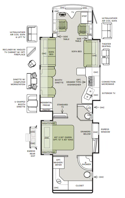 Tiffin Phaeton 40 QBH floor plan