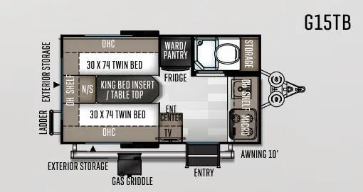 Forest River Rockwood Geo Pro G15TB floor plan