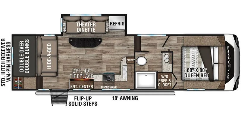 K-Z Durango Half-Ton D275BHS floor plan