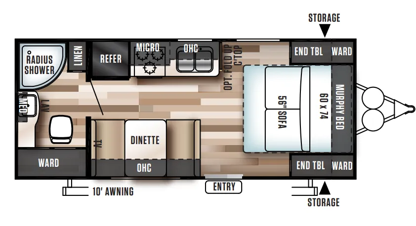 Forest River Wildwood X-Lite 171RB floor plan