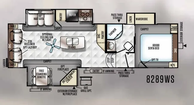 Forest River Rockwood Signature Ultra Lite 8289WS floor plan