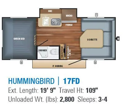 Jayco Hummingbird 17FD floor plan