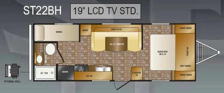 CrossRoads Sunset Trail Lite Weight ST22BH floor plan