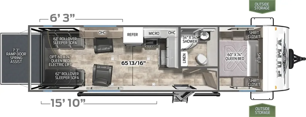 2025 Palomino Puma 27TH floor plan