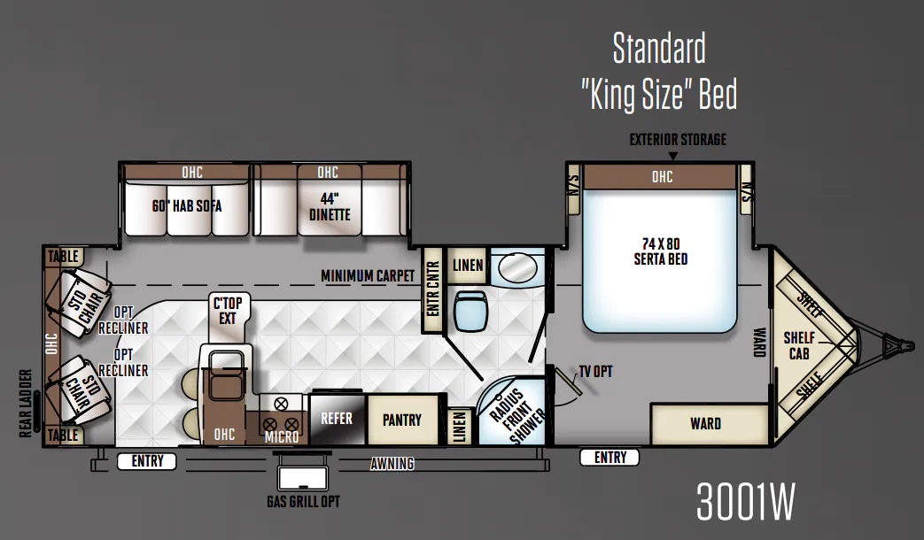 Forest River Rockwood Windjammer 3001W floor plan