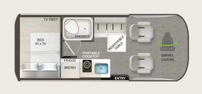 Thor Motor Coach Freedom Eddie Bauer Van 19FM floor plan