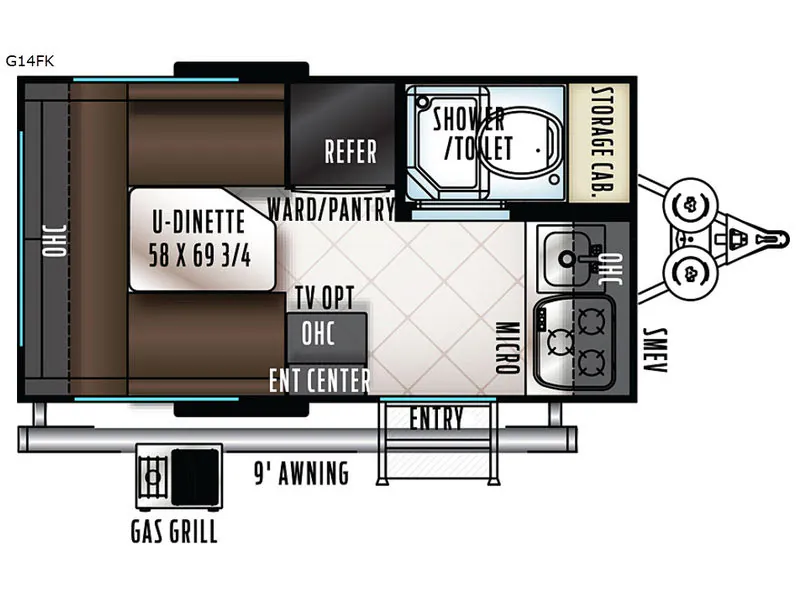 2018 Forest River Rockwood Geo Pro G14FK - Floor plan