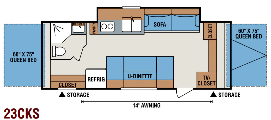 K-Z Coyote 23CKS floor plan