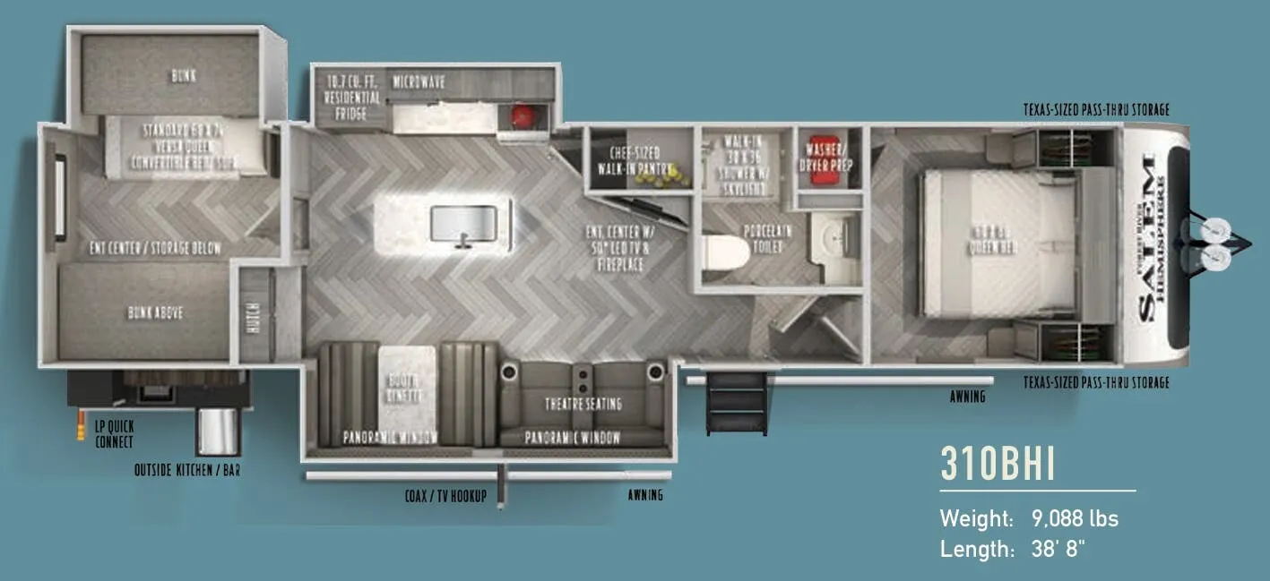 2021 Forest River Salem Hemisphere 310BHI - Floor plan