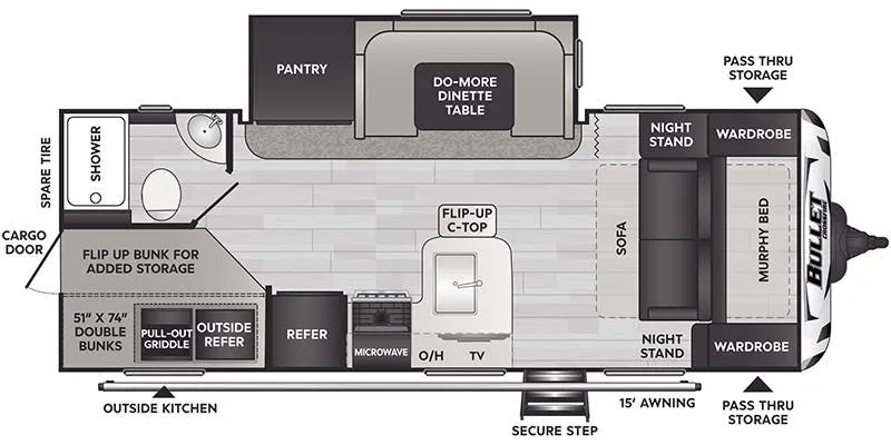 Keystone Bullet Crossfire West 2210BHWE floor plan
