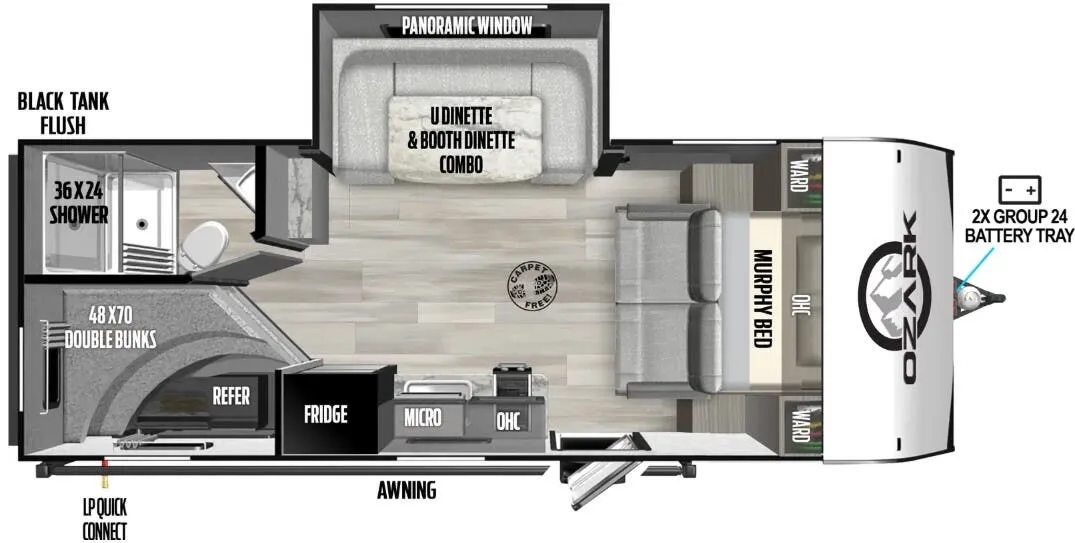 2024 Forest River Ozark 1680BSK - Floor plan