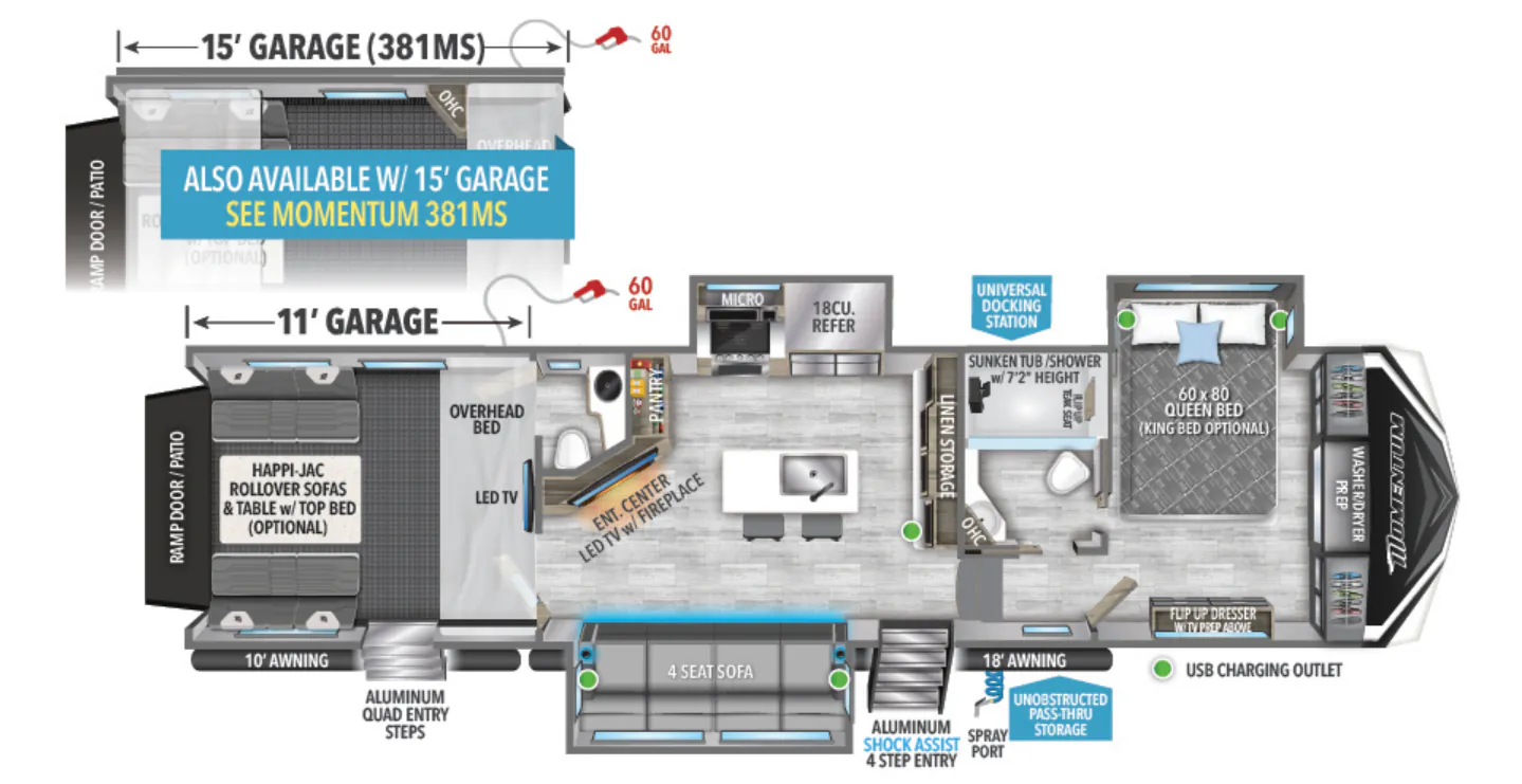 Grand Design Momentum M-Class 351MS floor plan