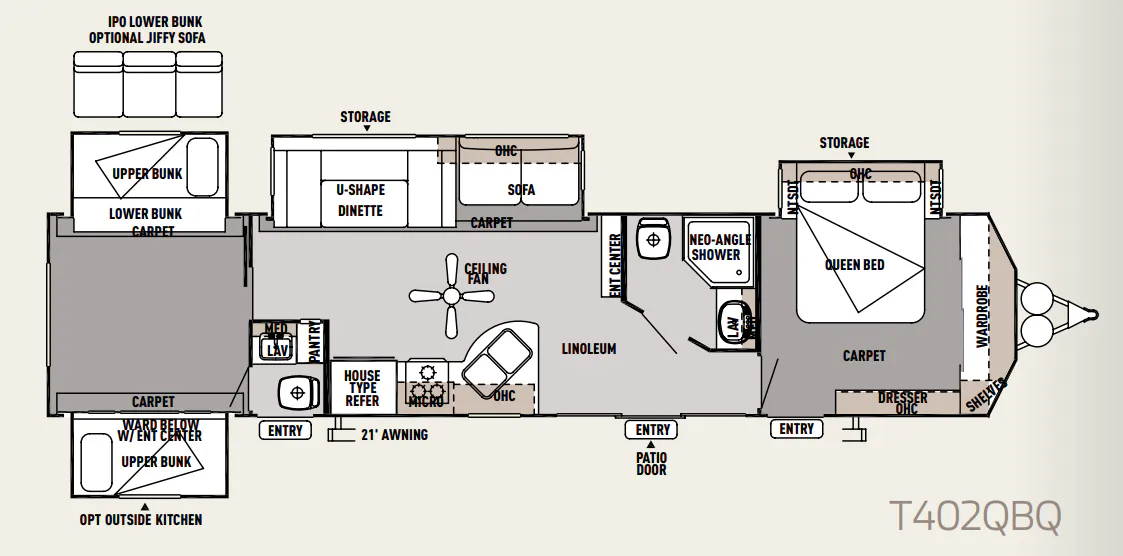 Forest River Wildwood DLX 402QBQ floor plan