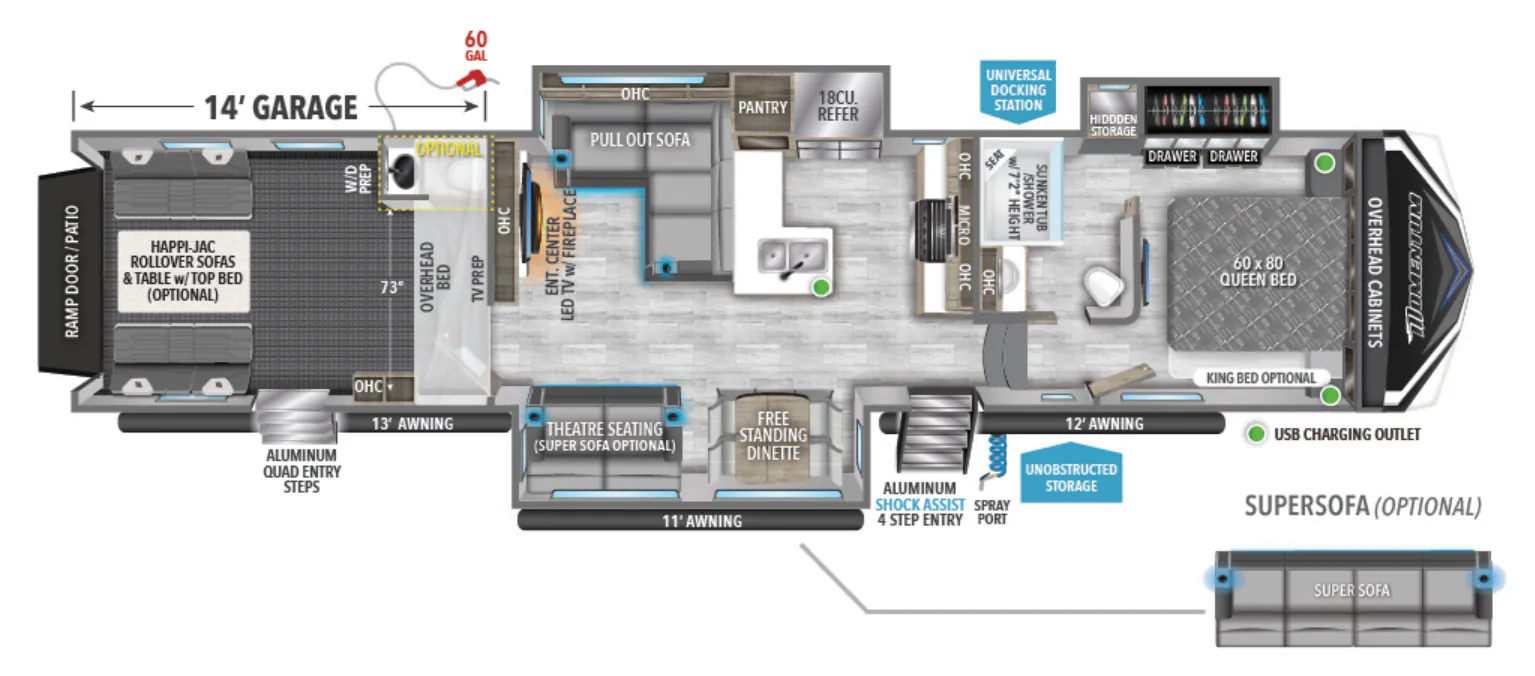 Grand Design Momentum M-Class 395MS floor plan