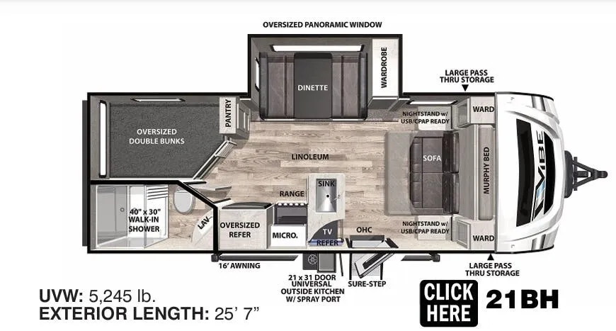 Forest River Vibe 21BH floor plan