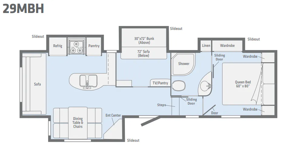 Winnebago Minnie Plus 29MBH floor plan