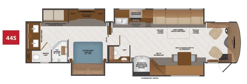 Fleetwood Discovery LXE 44S floor plan