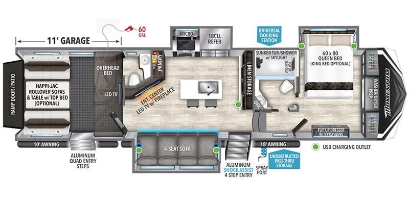 Grand Design Momentum M-Class 351MS floor plan