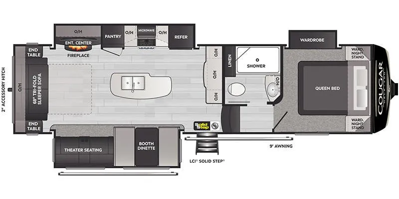 2022 Keystone Cougar Half-Ton 29RLI - Floor plan