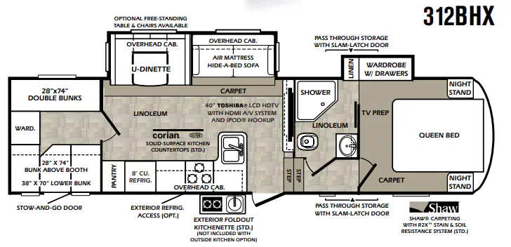 Forest River Wildcat eXtraLite 312BHX floor plan
