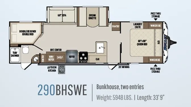 Keystone Bullet 290BHSWE floor plan