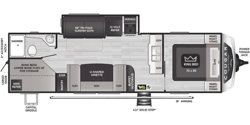 Keystone Cougar Half-Ton East 27BHS floor plan