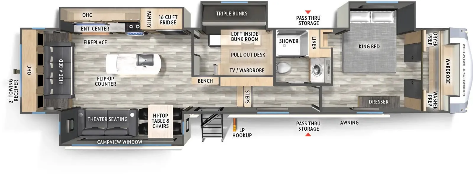Forest River Wildcat 36MB floor plan