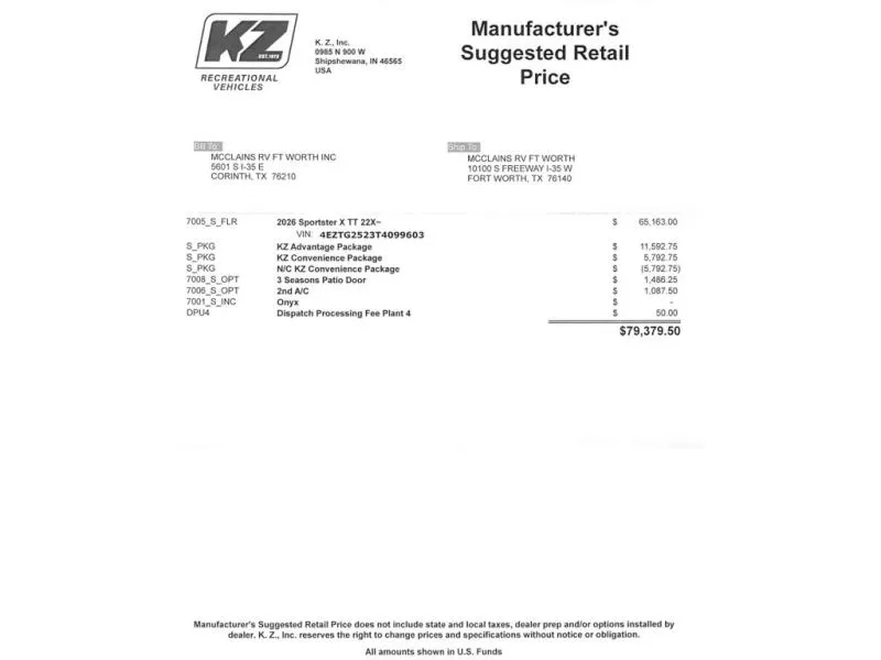 2026 KZ Sportster X 22X - Photo 3